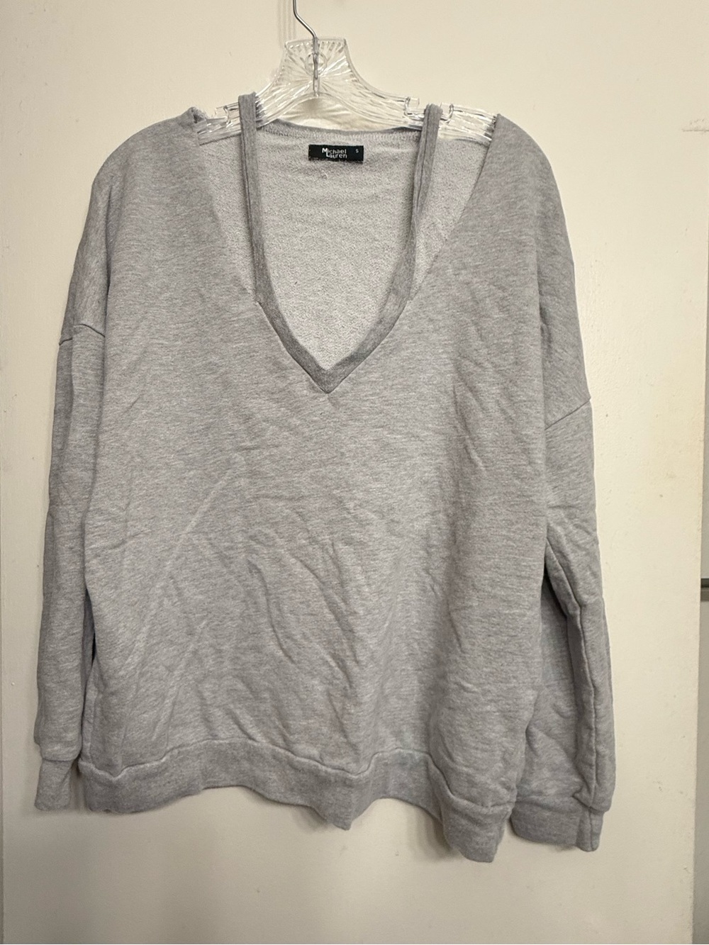 Michael Lauren Gray Cutout Neck Sweatshirt Oversized Pullover Top Women’s